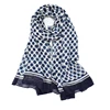 Navy color floral dot printing polyester lady's head scarf yiwu