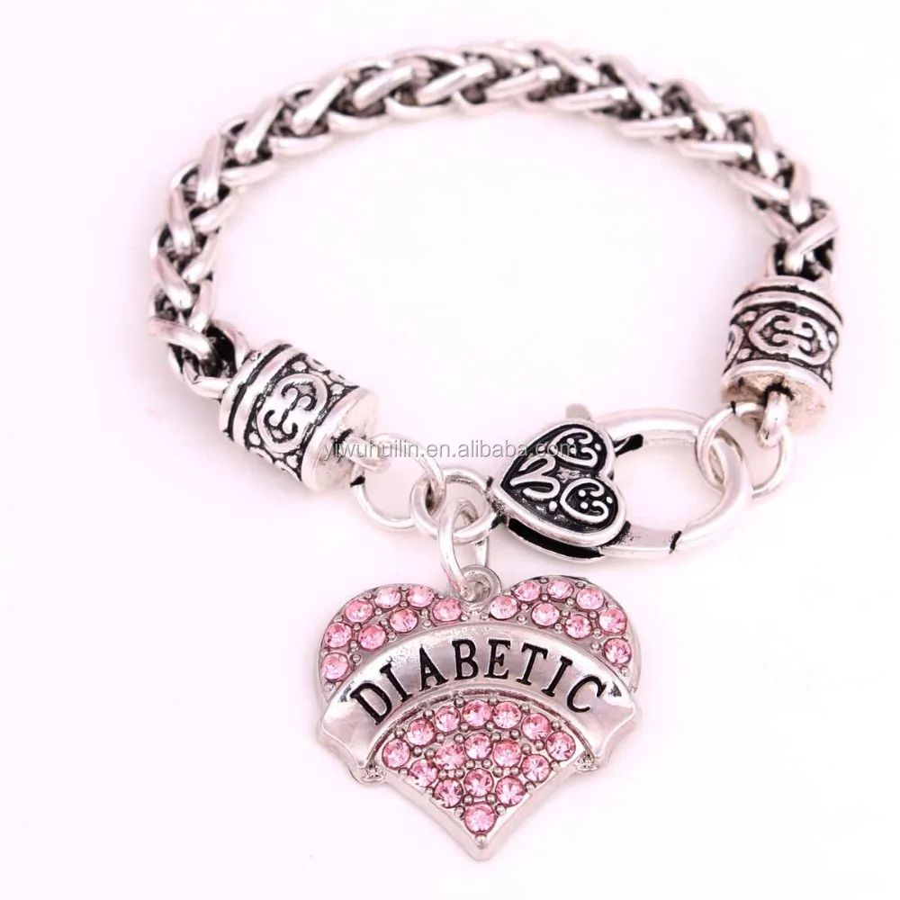 

IMG 7476 Fashion Jewelry simple design multicolor crystal lettering DIABETIC heart shape womens bracelets, Healing crystal bracelets