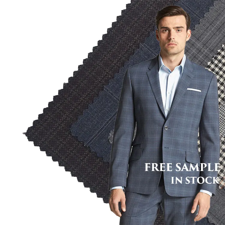 
Plaid Super 120 Worsted Suit Merino 100% Wool Fabric 