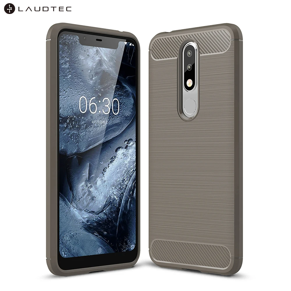 

Laudtec Carbon Fiber Silicone Tpu Back Cover Case For Nokia 5.1 Plus, Black;navy blue;gray;red