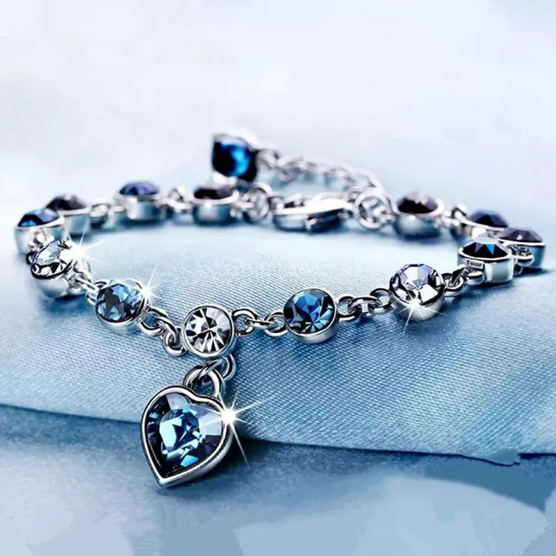 

Dropshipping 925 Sterling Silver Sapphire Bracelet For Women jewelry pulseira feminina bizuteria female bracelet gift for her