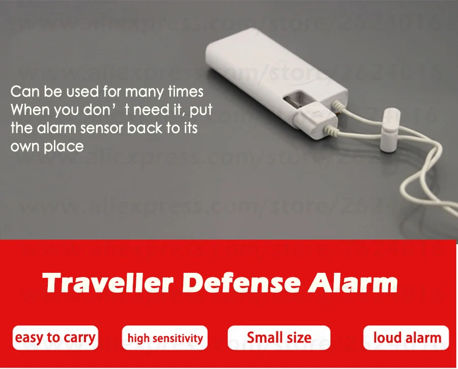 Doberman Security Traveller Defense Alarm Purple Color Security Protection Portable Door Alarm With Flash Light Sensor Detector