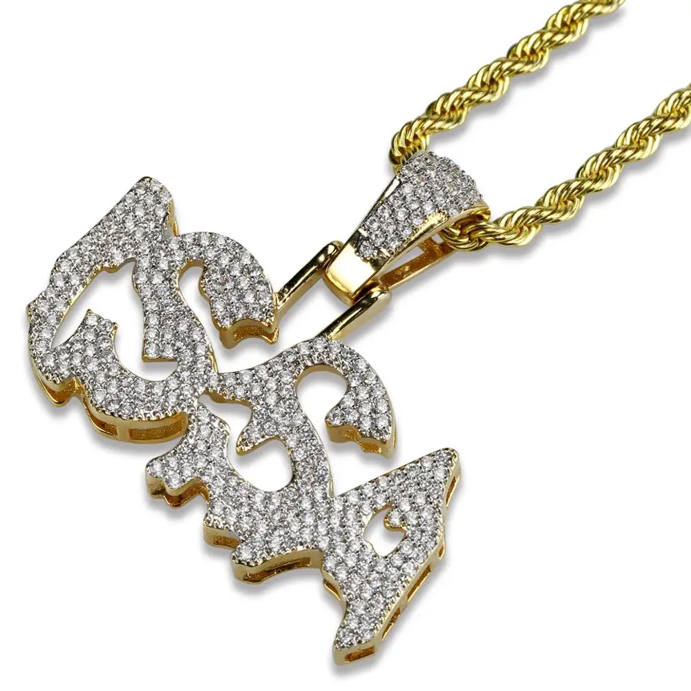 

Iced Out Diamond Micro Pave ISSA Pendant Necklace Fashion Silver Hip Hop Jewelry
