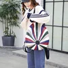 Alibaba New Hat Design Colorful Stripe Bag PU Backpack Color Blocking Backpack Wholesales 2018 Summer