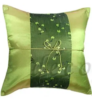 Thai Silk Decorative Pillow Cases Green Chinese Style With