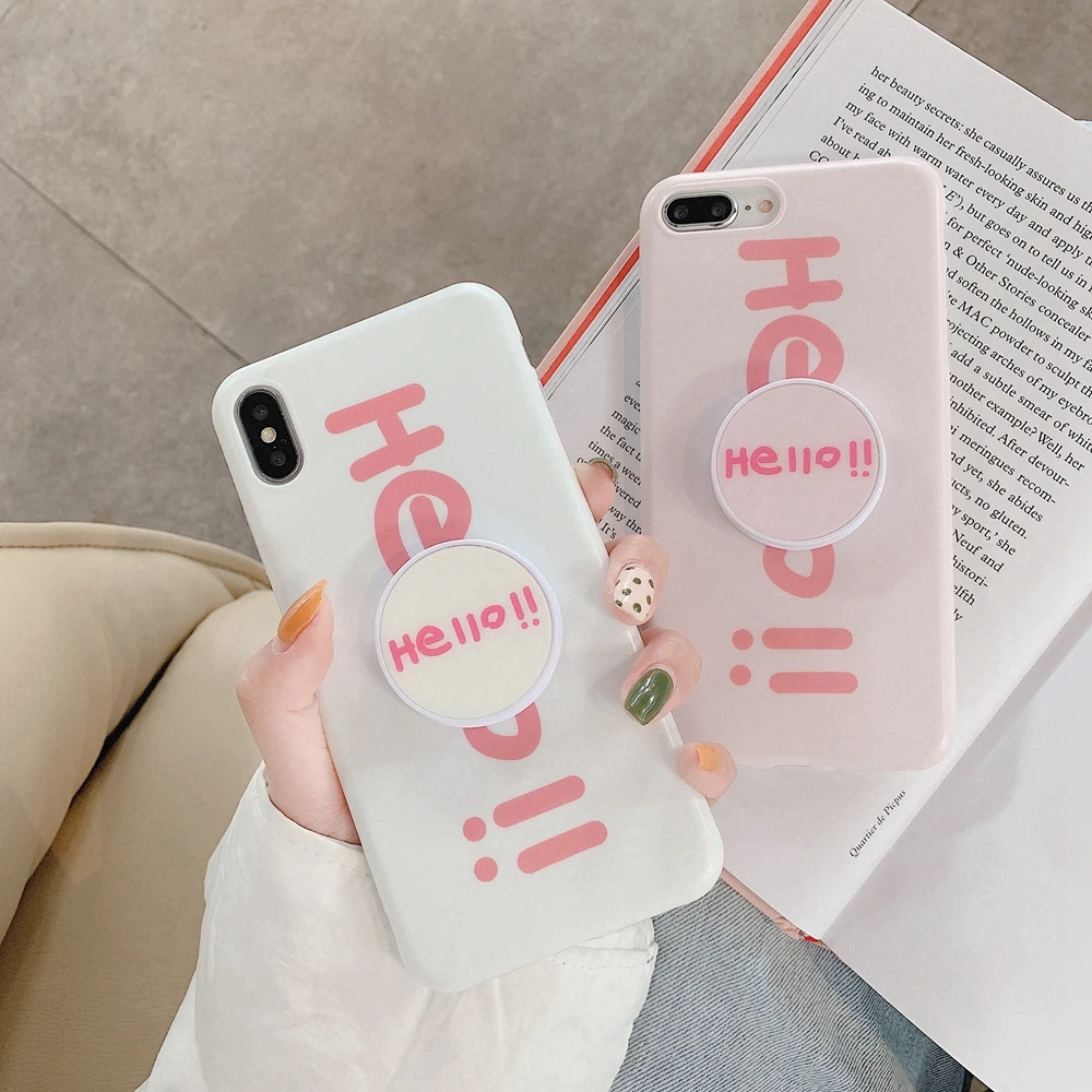

Simple Foldable Ring Holder Phone Case for iPhone Cases Xr Xs Xs Max X 8 IMD TPU Protective Phone Accessories Cases with Stand, N/a