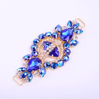 

JUNAO 55*132mm Sewing Blue AB Glass Rhinestone Buckle Connector Strass Chain Flower Crystal Applique for Bikini Dress Crafts