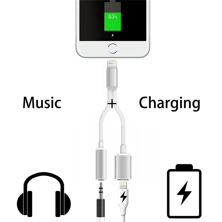 

Newest audio y splitter cable with 3.5 mm aux charge adapter, White;black;customized