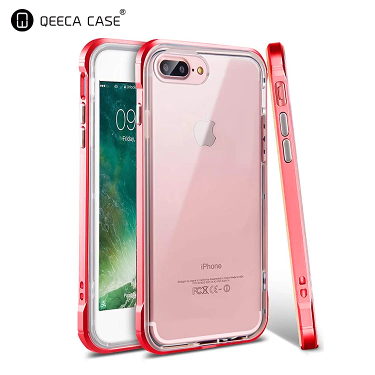 2 IN 1 Premium Transparent Clear TPU PC Drop Protect Phone Case For iPhone 7 8plus X Clear Case Red Slim Hybrid