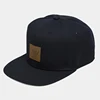 Black 100% Cotton Caps Hats Snapback,Custom Leather Patch Logo Snapback Hats