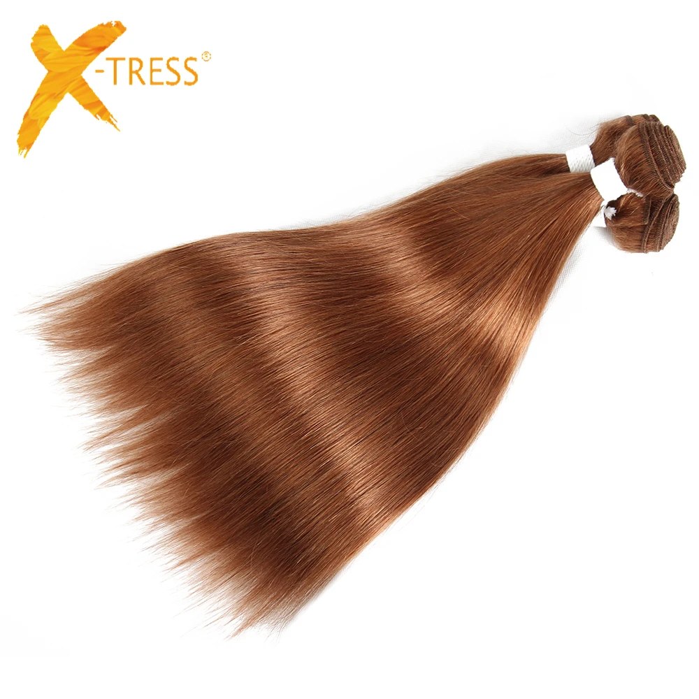 

X-TRESS Brazilian Blonde Brown Color Human Hair Bundle Deals 3 Piece 8-26 inch Sale 100% Remy Straight Hair Weaving extension