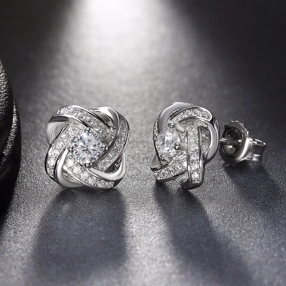 

Rinntin Wholesale Zircon Jewelry Earrings 925 Sterling Silver Bijouterie RISE23