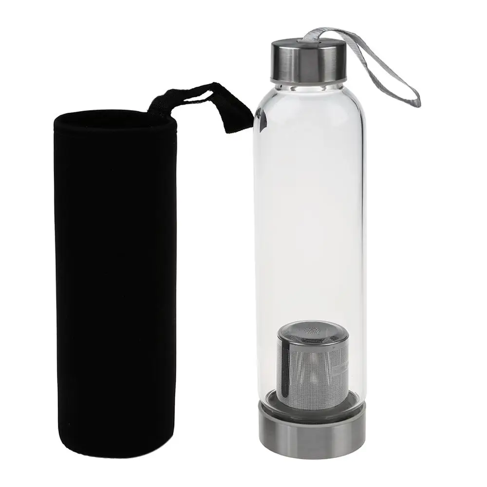 

550ml custom glass water bottle Tea Filter Infuser with cover