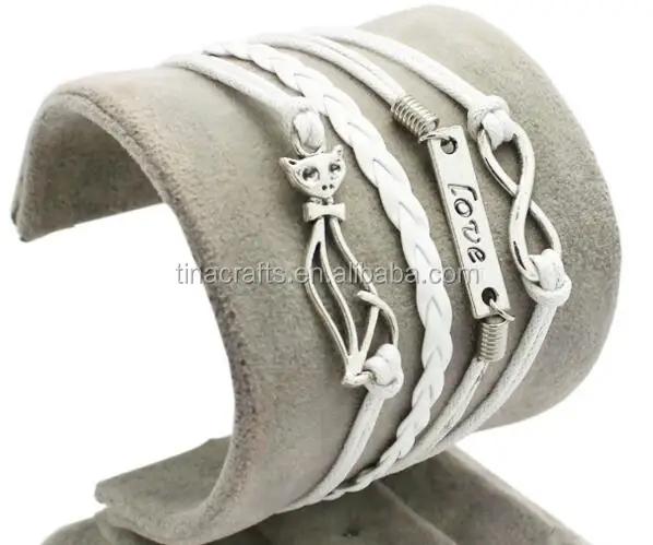 

FOX and love white leather Wrist Bracelet