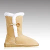 HC-136 micro suede upper warm faux lambswool lining TPR outsole side button cheap winter boots women white fur