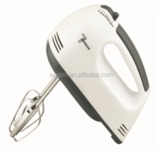 Dalkeyie white 150W Hand Mixer Whisk With Chrome Beater Dough Hook 7 Speed and Turbo Button 