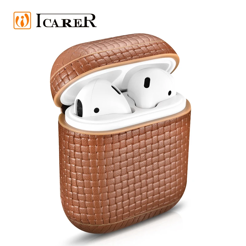 

OEM Woven Pattern Real Leather Earphones Protective Case for Airpod