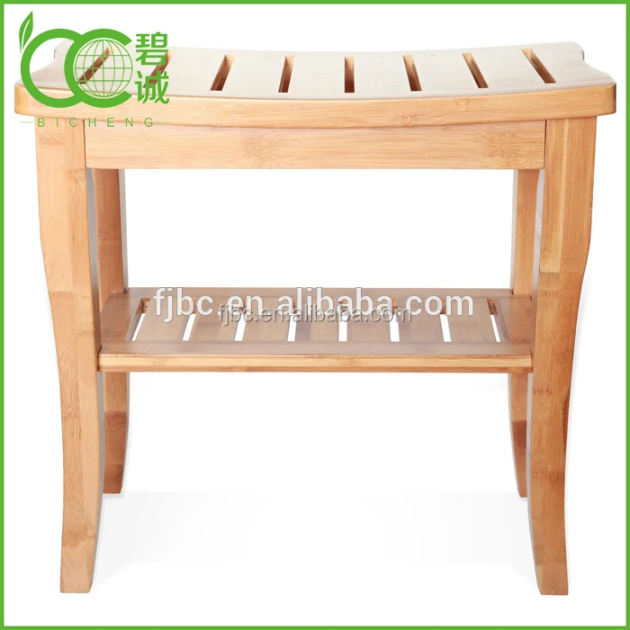 Factory New Design Bamboo Wooden Bath Stools Shower Bench Bathroom Design Bamboo Wooden Bath Stools