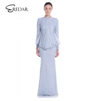 

Summer Color Customizable High quality Fashion Embroidery with crystal modern lace Baju Kurung Malaysia