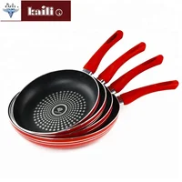 

Wholesale Multifunction Red Handle Aluminum Fry Pan set For Home Cooking non stick Frying Pan