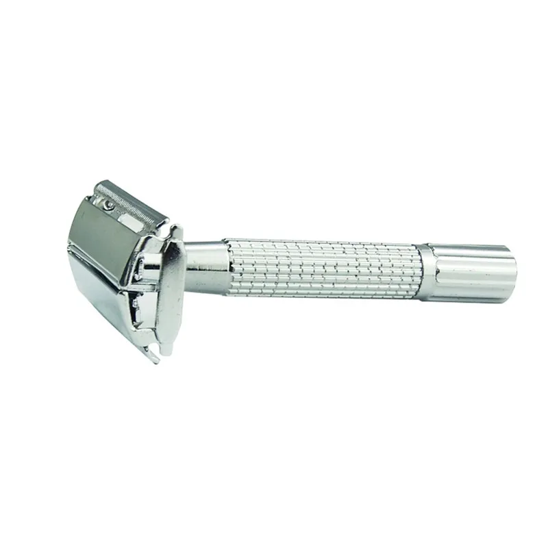 

Double edge safety butterfly open shave safety razor for men, Silver