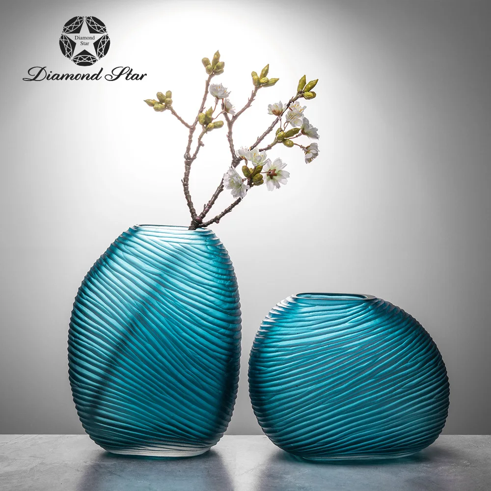 wholesale bulk home decor flower colored teal blue glass vase shapes and name