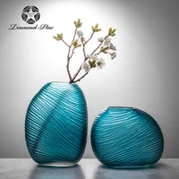 

wholesale bulk home decor flower colored teal blue glass vase shapes and name
