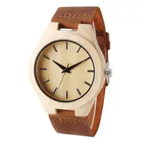 

Brown Genuine Leather Strap Wooden Watches For Men And Women Quartz Clock Unisex Wrist Watches Comfortable Wearing