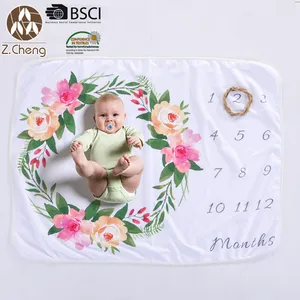 Customized Photo Baby Full Moon Plush Wool Milestone Blanket