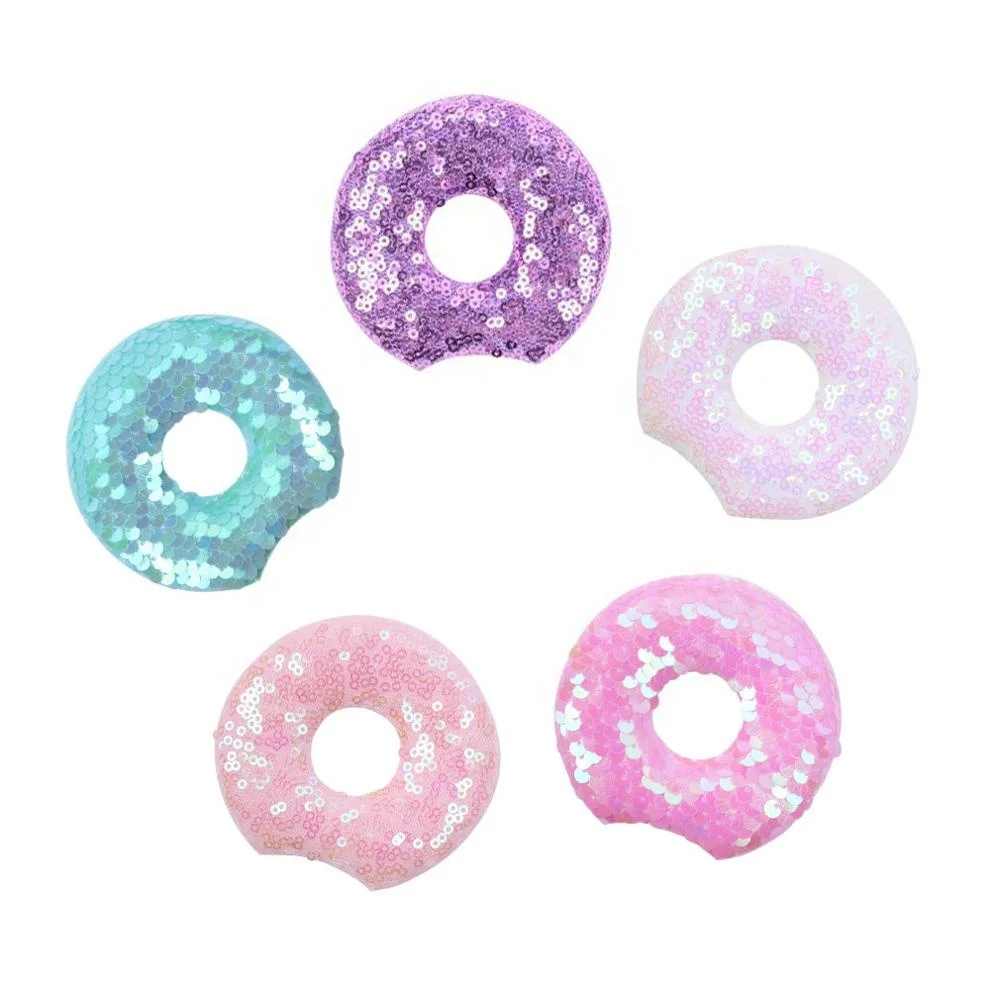 

A Pair 3.3" Sweety Mouse Ears Sequin DIY Hair Accessories For Girl Custom Glitter Donut Baby Hairband Pad Headband, 14 colors