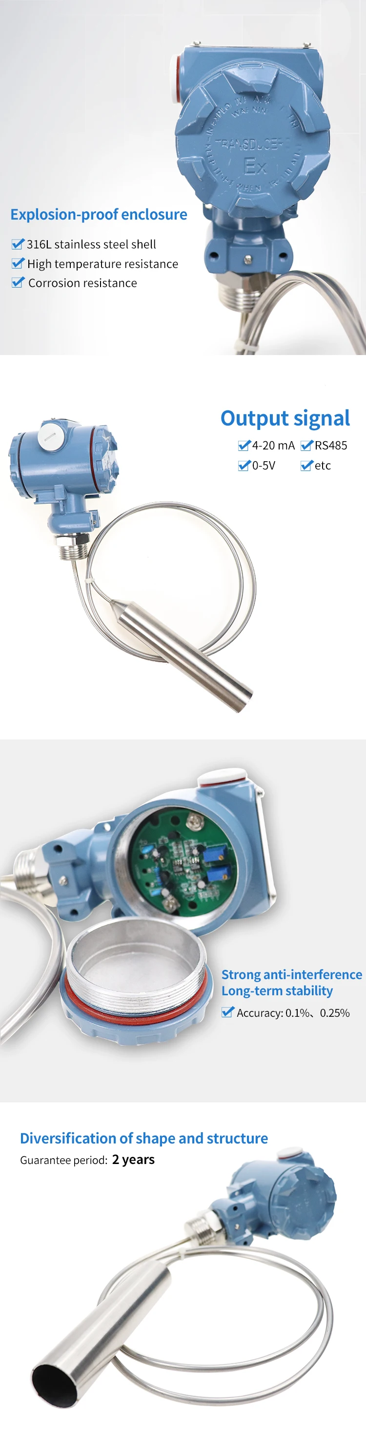 High Temperature Liquid Level Sensor Capacitive Fuel Level Sensor Tank