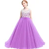 Western kids dresses for weddings purple girl evening gown for party princess dress for 10 years old birthday