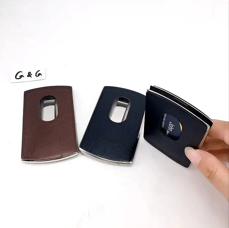 

2018 New Design Leather Namecard Holder Table Metal Name Card Holder, Black&brown