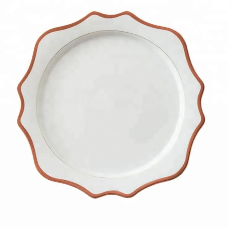 

New design rose gold rim ceramic dinner plate for wedding