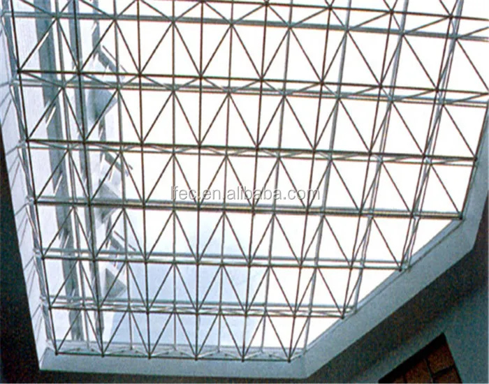 Long span steel atrium roof for high-rise building