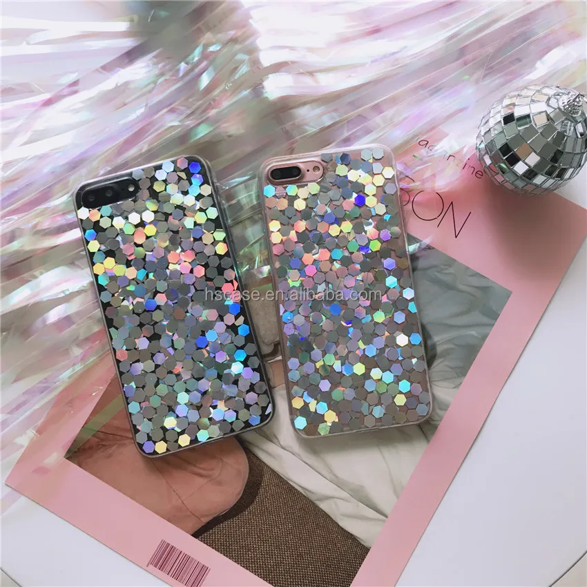 

Bling Changing Color Glitter Holographic Sparkles Phone Case for iphone 6 6 plus 7 7 plus 8 8 plus x