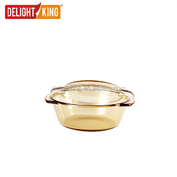 
Special amber color good quality glass kitchen cookware casserole with handle 