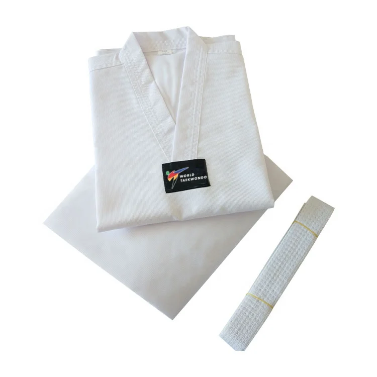 

Master wholesaler dobok wtf custom v neck sangmoodo taekwondo uniforms manufacturers, White