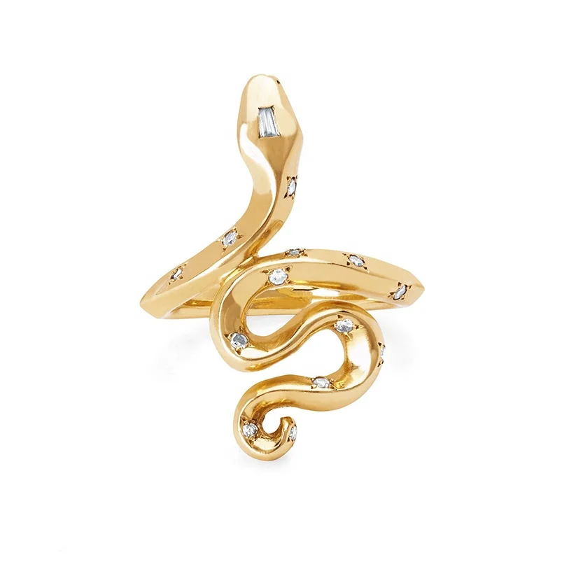 

Gemnel 18k gold hot selling snake band wholesale fashion 925 sterling silver cz ring