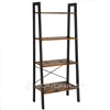 VASAGLE living room furniture antique vintage wood metal bookshelf bookcase ladder, industrial book shelf ladder for bookcase