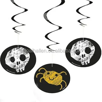 Happy Halloween Checker Spider Skull Swirl Hanging Cutout Swirls