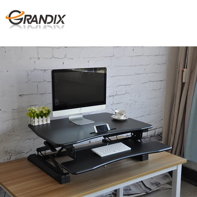 Desktop Laptop Table Wide Platform Height Adjustable Standing Desk