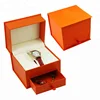 luxury PU leather cover plastic double layer watch gift jewelry box custom size logo wholesale JBS427