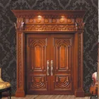 GSP1-010 Large Teak Double Entry Solid Wood Front Door Manufacturers Entry Door