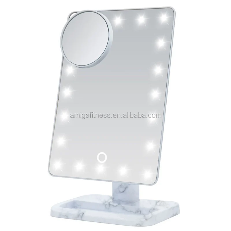 

16/20 LEDs lighted marble mirror /10x magnification/desk makeup mirror