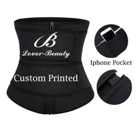 

Lover-Beauty Black Abdomen Tummy Control Pocket 7 Steel Boned Latex Waist Trainer Private Label Women