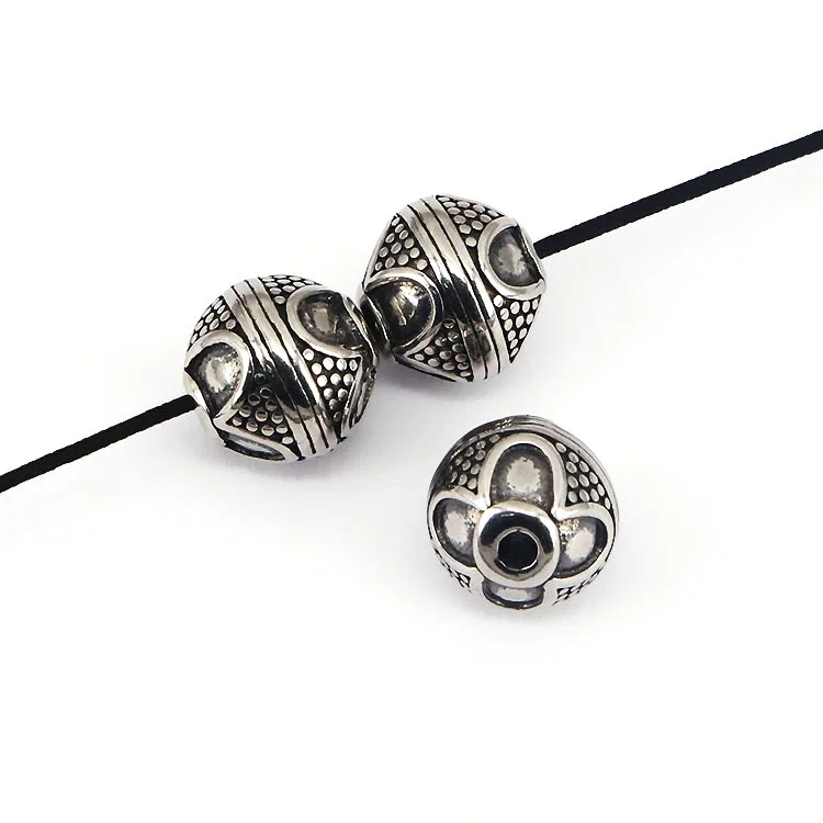 

S1099 China Factory Antique Silver 304 Stainless Steel Round Spacer Beads for Bracelet Jewelry Making