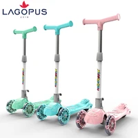 

2018 New Three Flashing Wheel Children Adjustable Height Folding Scooter Foot Scooter For Kids