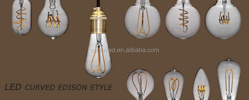 Vintage Led Edison Curved Filament C35 Candle G45 G125 Globe Light Bulb - Buy Edison Led Light ...