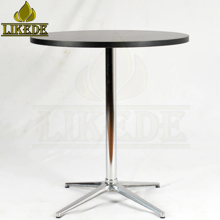 Morden Design Round Restaurant Dining Table Black With Metal Base for Cafe Use